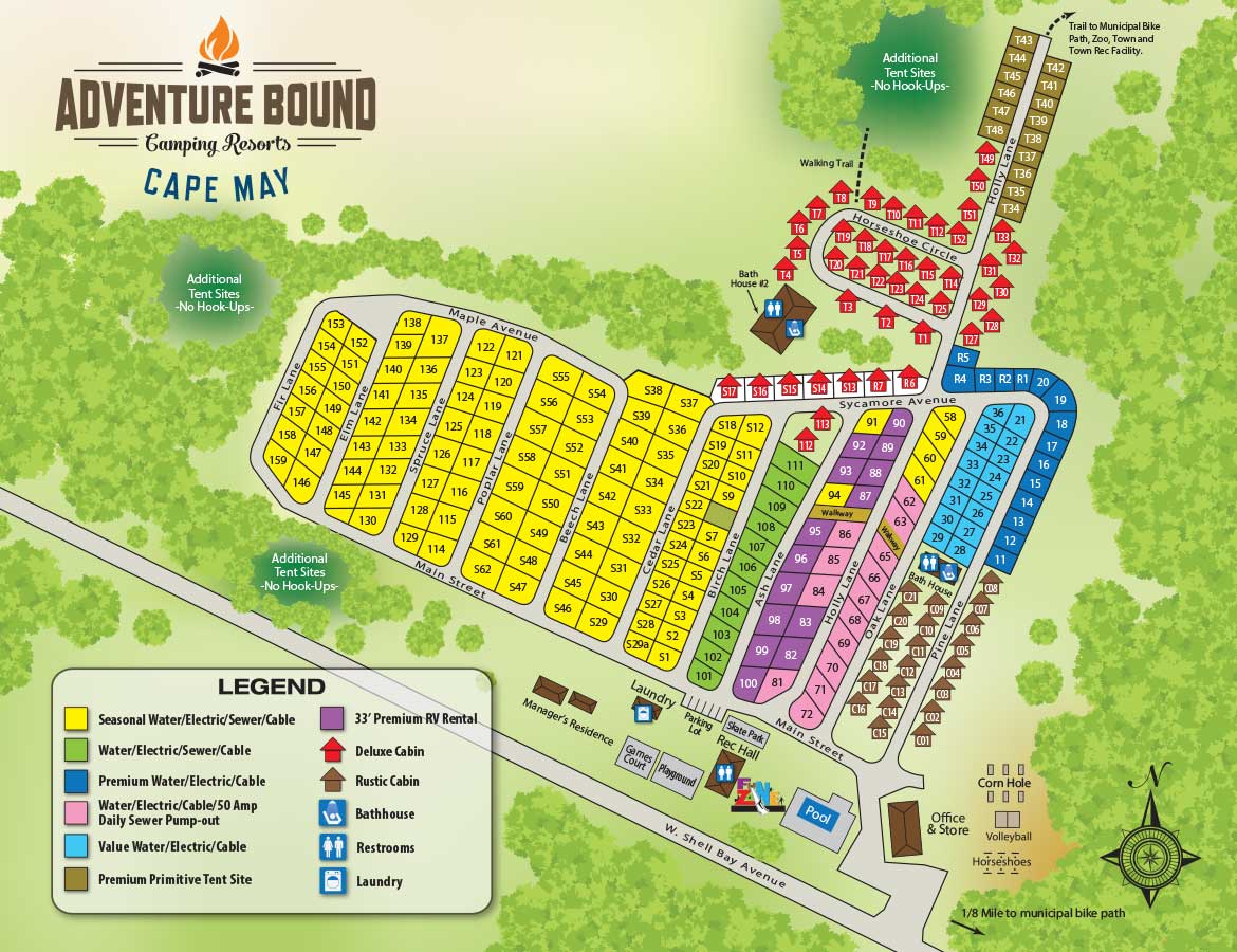 Adventure Bound Cape May campground map