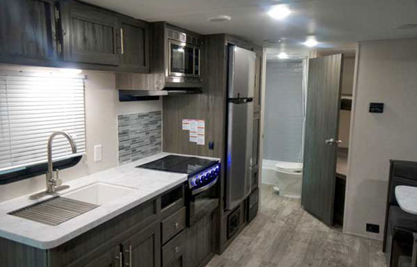 Premium RV rental kitchen