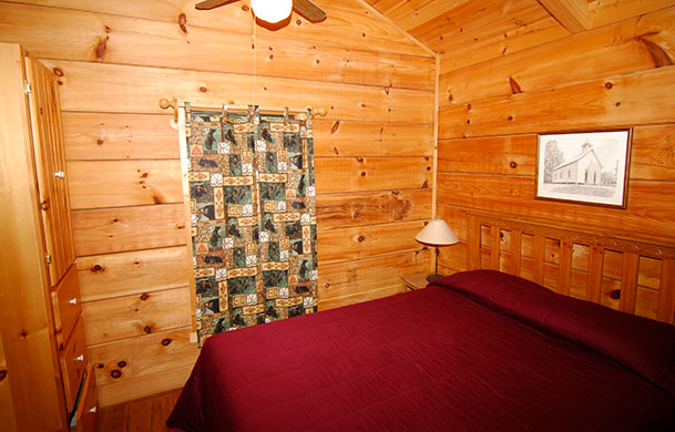 Log cabin interior bedroom