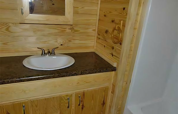 family deluxe cabin rental interior bathroom sink