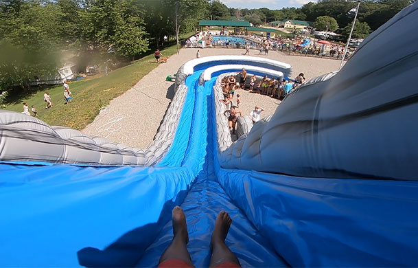 view from the top of the inflatable water slide