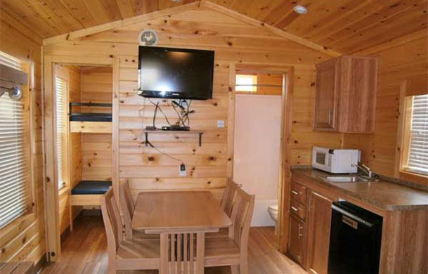 camping cabin rental interior
