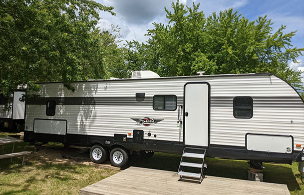 Premium RV rental exterior at Adventure Bound Southwoods